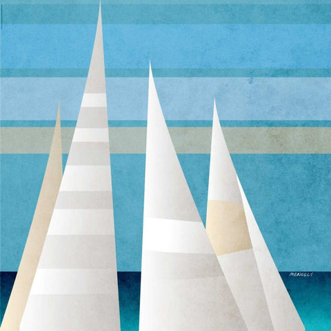 Main Sail Harbor II Black Modern Wood Framed Art Print by Meneely, Dan