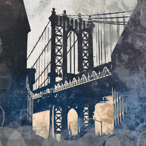 NY Bridge at Dusk II Black Ornate Wood Framed Art Print with Double Matting by Meneely, Dan