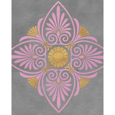 Gray and Pink Medallion I Gold Ornate Wood Framed Art Print with Double Matting by Studio, SD Graphics