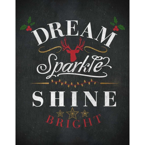 Dream Shine Chalk I White Modern Wood Framed Art Print by Studio, SD Graphics