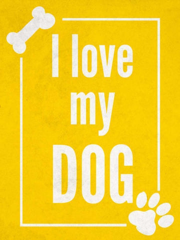 Love my Dog Yellow Black Ornate Wood Framed Art Print with Double Matting by Studio, Sd Graphics
