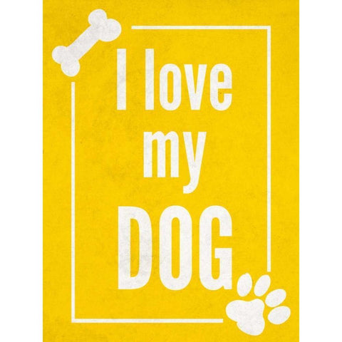 Love my Dog Yellow Black Modern Wood Framed Art Print with Double Matting by Studio, Sd Graphics