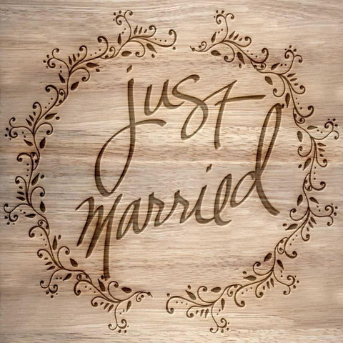 Just Married Black Ornate Wood Framed Art Print with Double Matting by Studio, Sd Graphics
