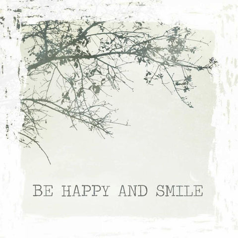 Be Happy and Smile White Modern Wood Framed Art Print with Double Matting by Peck, Gail