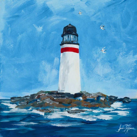 The Lighthouses I Black Modern Wood Framed Art Print with Double Matting by DeRice, Julie