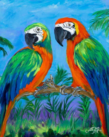 Island Birds I White Modern Wood Framed Art Print with Double Matting by DeRice, Julie