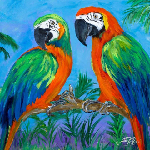 Island Birds Square I Black Modern Wood Framed Art Print with Double Matting by DeRice, Julie