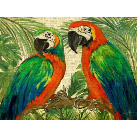 Island Birds on Burlap Black Modern Wood Framed Art Print with Double Matting by DeRice, Julie