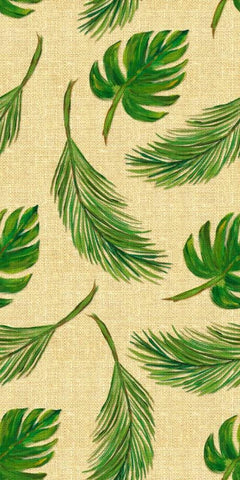 Palms On Linen Pattern Black Ornate Wood Framed Art Print with Double Matting by DeRice, Julie