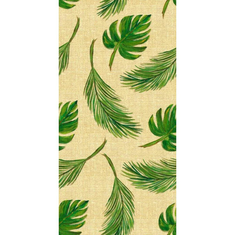Palms On Linen Pattern Black Modern Wood Framed Art Print with Double Matting by DeRice, Julie