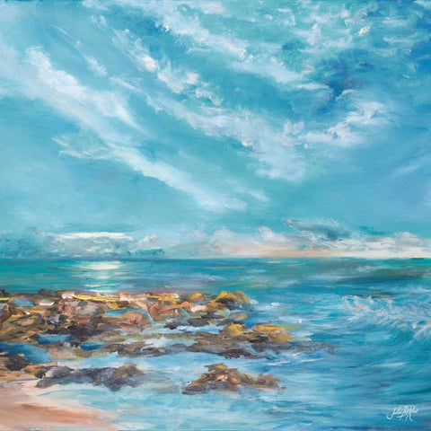 Into the Horizon Square II White Modern Wood Framed Art Print by DeRice, Julie