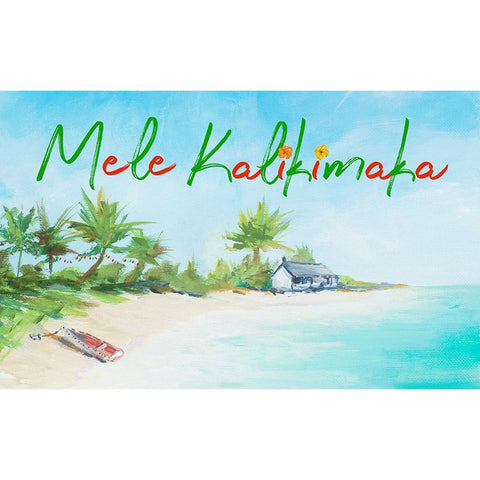 Mele Kalikimaka Black Modern Wood Framed Art Print with Double Matting by DeRice, Julie