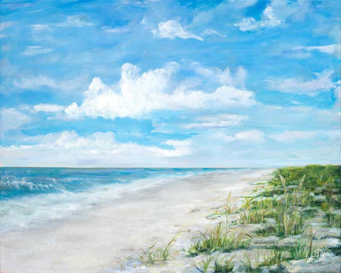 Day At The Beach White Modern Wood Framed Art Print with Double Matting by DeRice, Julie