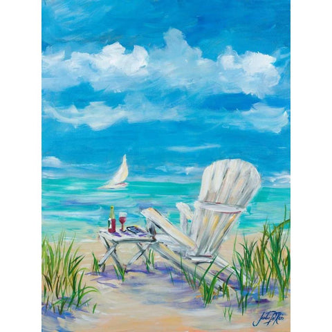 Beach Lounging White Modern Wood Framed Art Print by DeRice, Julie