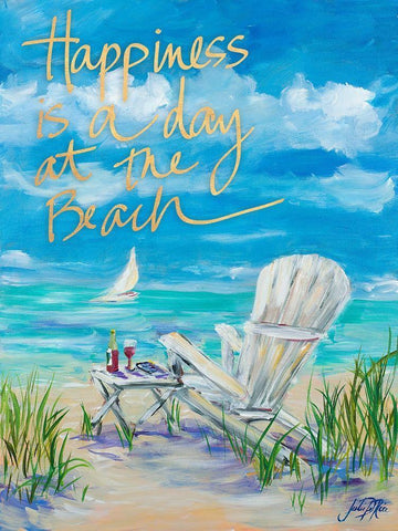 Beach Happiness White Modern Wood Framed Art Print with Double Matting by DeRice, Julie