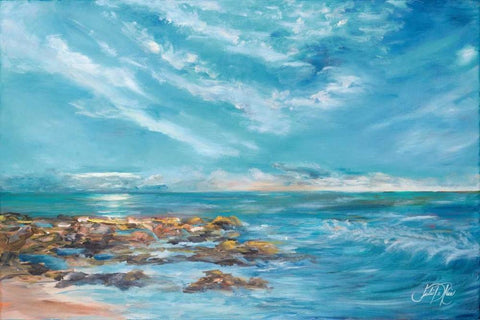 Into the Horizon II White Modern Wood Framed Art Print with Double Matting by DeRice, Julie