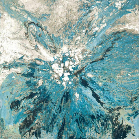 The Teal Sea Black Modern Wood Framed Art Print with Double Matting by Mercado, M.