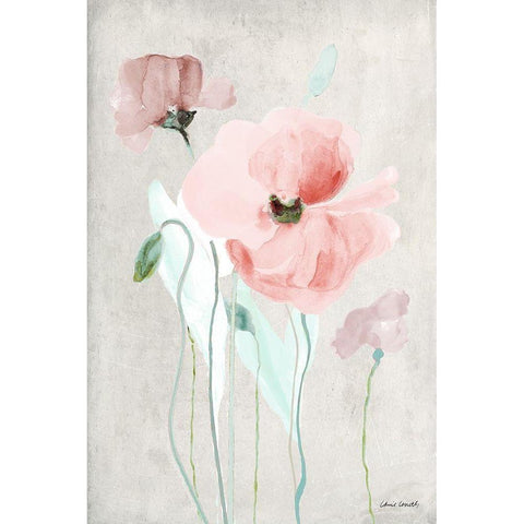 Soft Pink Poppies I White Modern Wood Framed Art Print by Loreth, Lanie