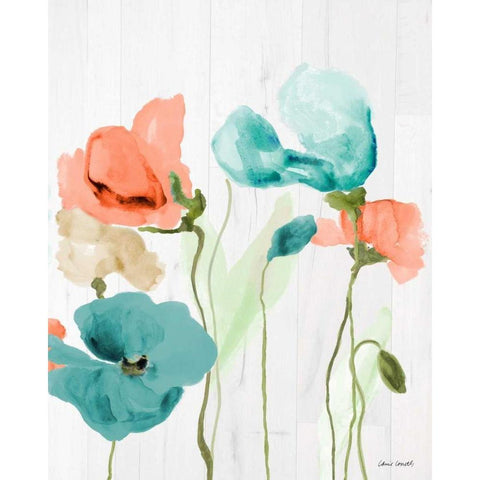 Poppies on Wood II White Modern Wood Framed Art Print by Loreth, Lanie