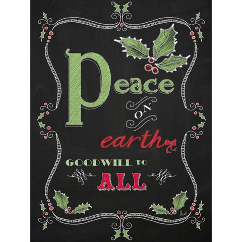 Noel Chalk Art V Black Modern Wood Framed Art Print with Double Matting by Metz, Andi