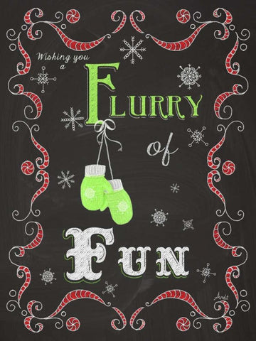 Let it Snow Chalk Art I Black Ornate Wood Framed Art Print with Double Matting by Metz, Andi