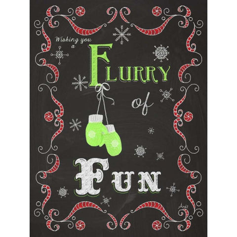 Let it Snow Chalk Art I Black Modern Wood Framed Art Print by Metz, Andi