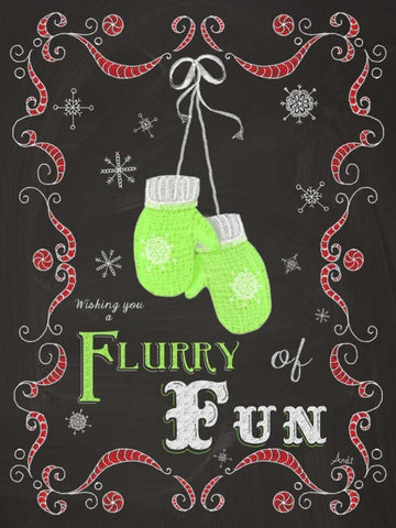 Let it Snow Chalk Art I Black Ornate Wood Framed Art Print with Double Matting by Metz, Andi