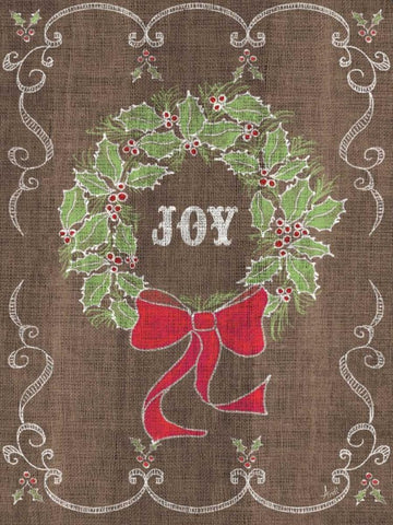 Noel Burlap Art III White Modern Wood Framed Art Print with Double Matting by Metz, Andi