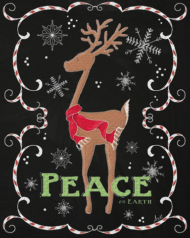 Peace on Earth Deer White Modern Wood Framed Art Print with Double Matting by Metz, Andi