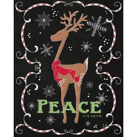 Peace on Earth Deer Gold Ornate Wood Framed Art Print with Double Matting by Metz, Andi