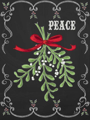 Noel Chalk Art IV Black Ornate Wood Framed Art Print with Double Matting by Metz, Andi