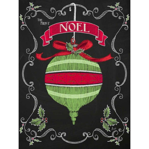 Noel Chalk Art II Black Modern Wood Framed Art Print with Double Matting by Metz, Andi