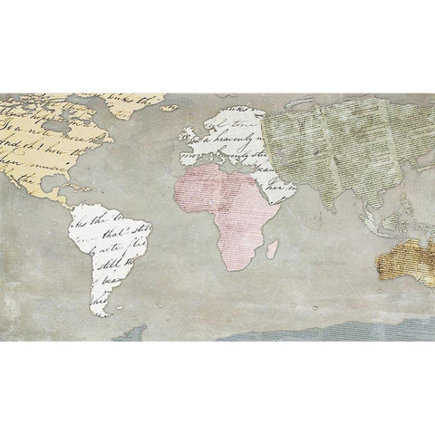 World Map Collection on Beige White Modern Wood Framed Art Print by SD Graphics Studio