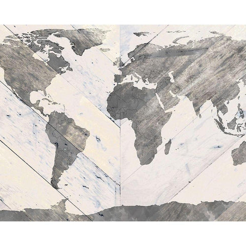 Global On Wood White Modern Wood Framed Art Print by SD Graphics Studio