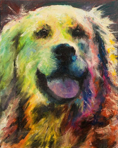 Happy Companion I White Modern Wood Framed Art Print with Double Matting by Johnson, Walt