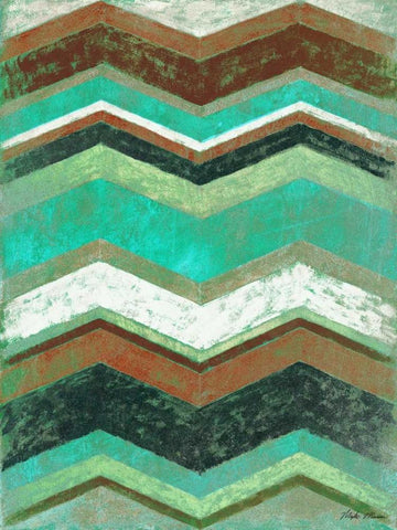 Vintage Chevron II White Modern Wood Framed Art Print with Double Matting by Marcon, Michael