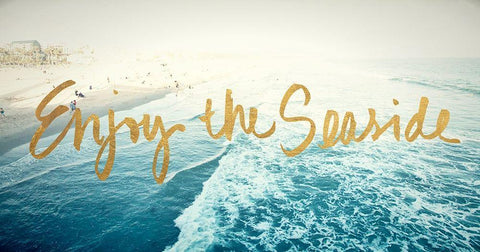 Enjoy The Seaside White Modern Wood Framed Art Print with Double Matting by Bryant, Susan