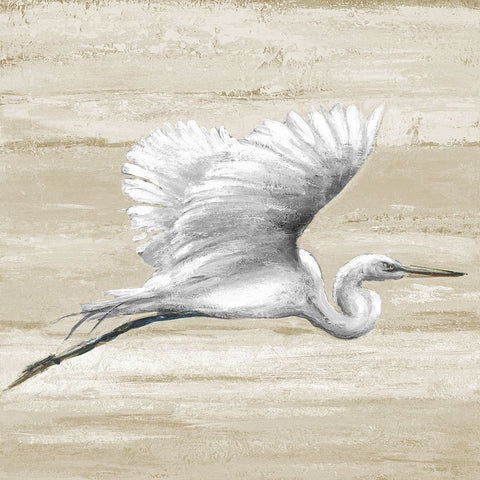 Neutral Great Egret I Black Ornate Wood Framed Art Print with Double Matting by Pinto, Patricia
