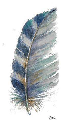 White Watercolor Feather I White Modern Wood Framed Art Print with Double Matting by Pinto, Patricia