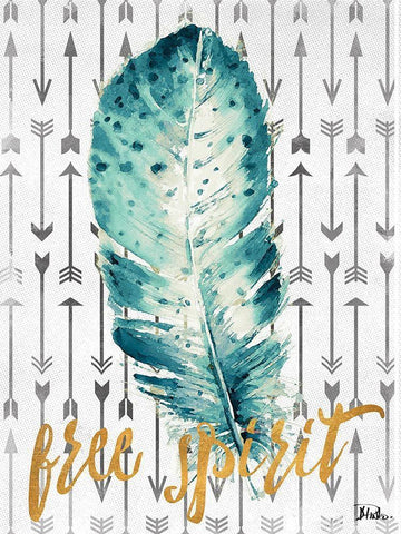 Free Spirit Feather White Modern Wood Framed Art Print with Double Matting by Pinto, Patricia