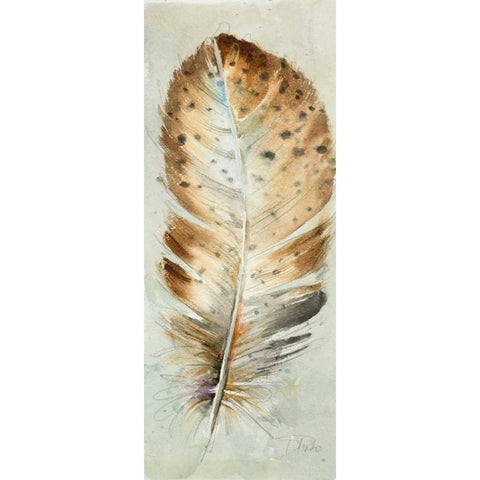 Watercolor Feather III White Modern Wood Framed Art Print by Pinto, Patricia