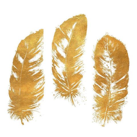 Gold Feather Square Gold Ornate Wood Framed Art Print with Double Matting by Pinto, Patricia