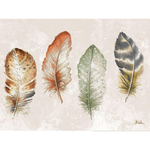 Watercolor Feathers Black Modern Wood Framed Art Print with Double Matting by Pinto, Patricia