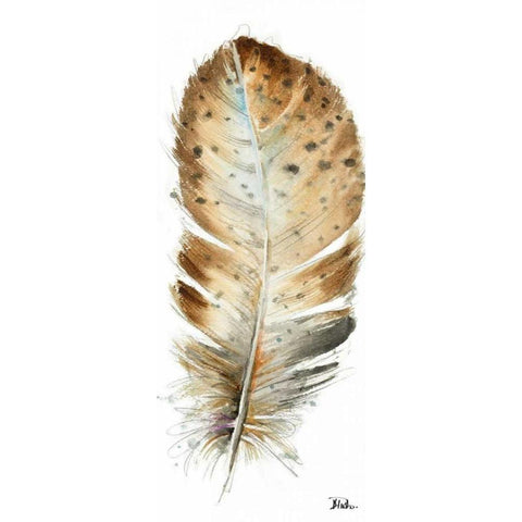 Watercolor Feather White III White Modern Wood Framed Art Print by Pinto, Patricia