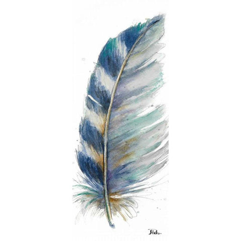 Watercolor Feather White V White Modern Wood Framed Art Print by Pinto, Patricia