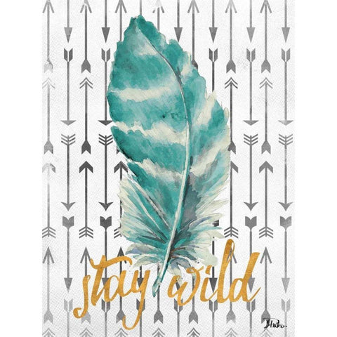 Stay Wild Feather Black Modern Wood Framed Art Print by Pinto, Patricia