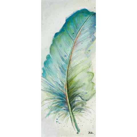 Watercolor Feather IV Gold Ornate Wood Framed Art Print with Double Matting by Pinto, Patricia