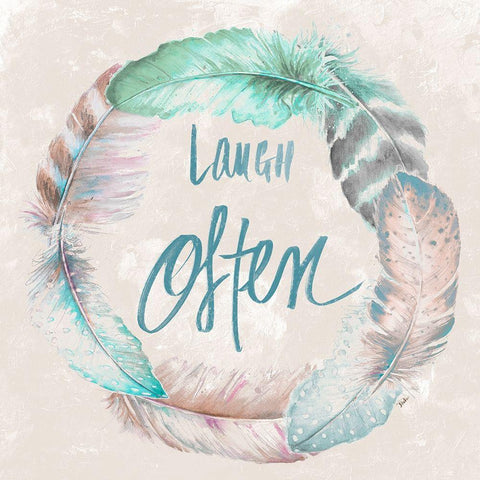 Laugh Often Black Modern Wood Framed Art Print with Double Matting by Pinto, Patricia