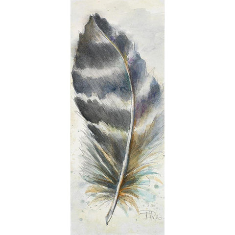 Watercolor Feather VI White Modern Wood Framed Art Print by Pinto, Patricia