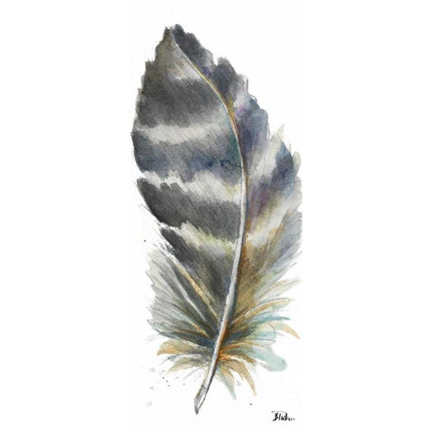 Watercolor Feather White VI White Modern Wood Framed Art Print by Pinto, Patricia